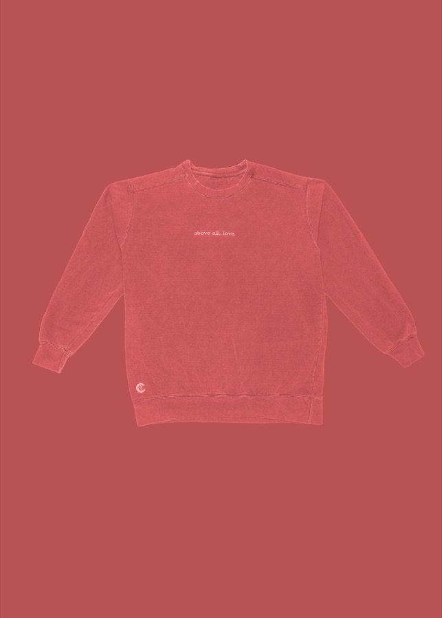 The Everyday Crewneck in crimson red